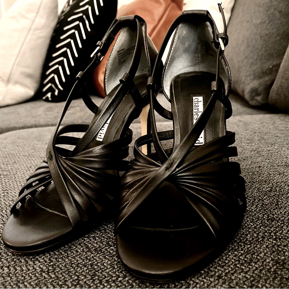 Charles David Black Open Toed Stilettos-Classy and Sheek